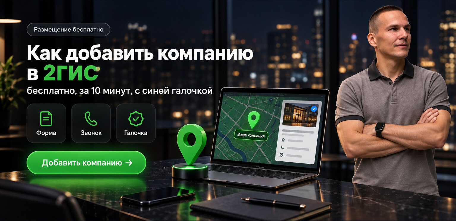 Как добавить компанию в 2ГИС бесплатно за 10 минут с синей галочкой: форма, звонок, галочка. Николай Карфополитский